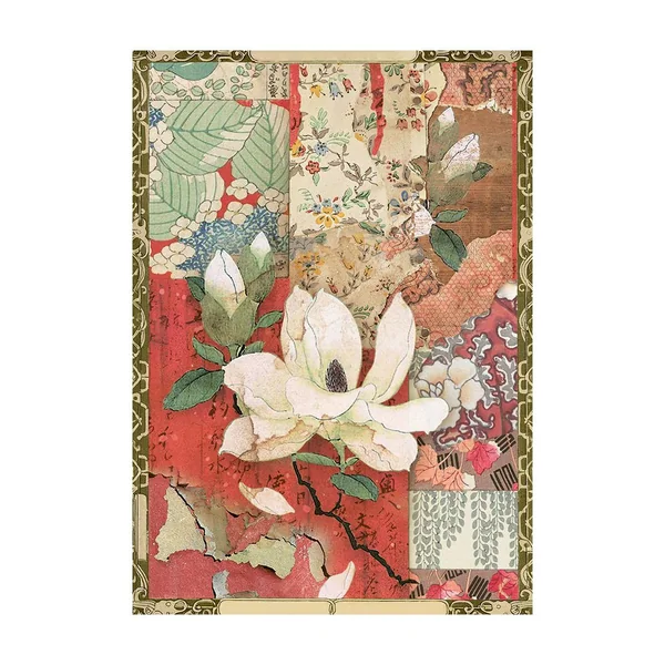 Assortiment de soies de paille à motifs Stamperia « Oriental Garden », DIN A6, set de 8 pièces