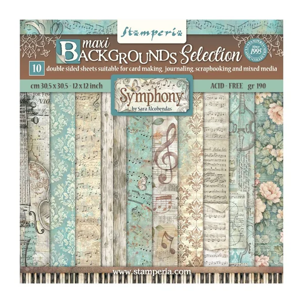 Bloc de papier scrapbooking Stamperia « Symphony Backgrounds »