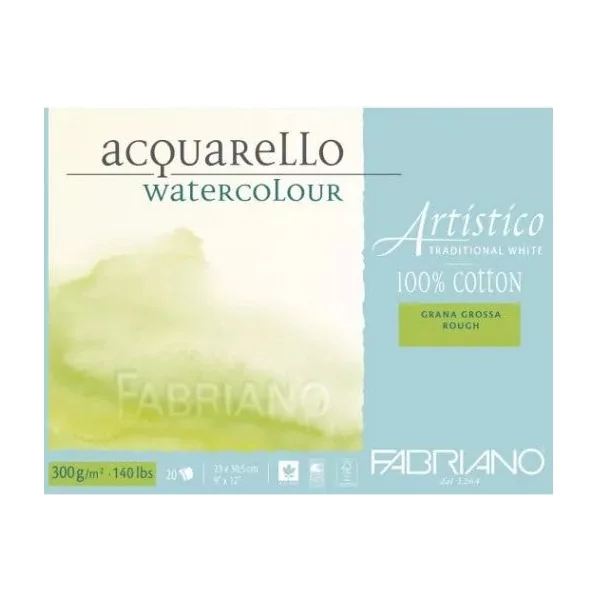 Bloc papier Artistico blanc traditionnel 12,5x18 cm - 25 feuilles - 300g/m² - Grain torchon
