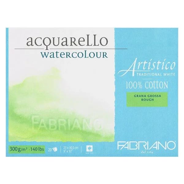 Bloc papier Artistico blanc traditionnel 23x30,5 cm - 20 feuilles - 300g/m² - Grain torchon