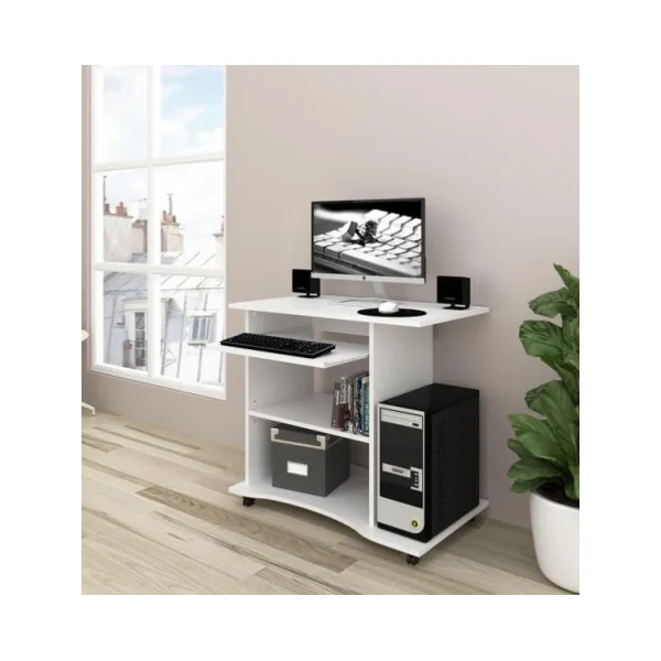 Bureau informatique blanc table d'ordinateur bureau informatique