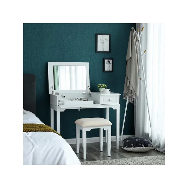 Coiffeuse table maquillage miroir rétractable