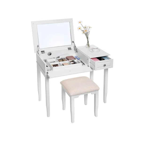 Coiffeuse table maquillage miroir rétractable