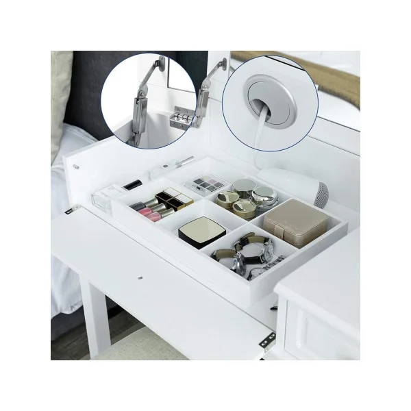 Coiffeuse table maquillage miroir rétractable
