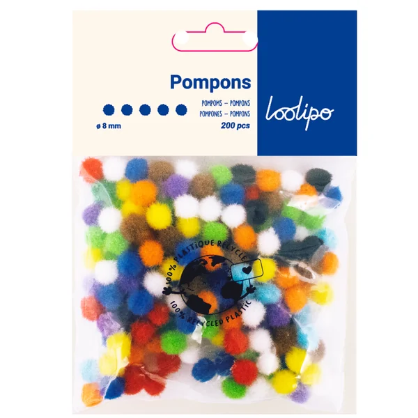 Lot de 200 mini pompons multicolores 0,8cm