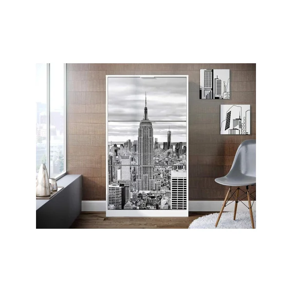 Meuble chaussures blanc imprimé New York