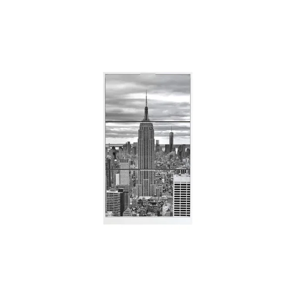 Meuble chaussures blanc imprimé New York
