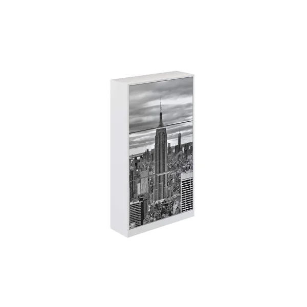 Meuble chaussures blanc imprimé New York