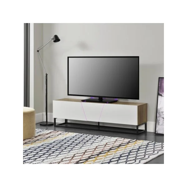 Meuble TV industriel chêne LED