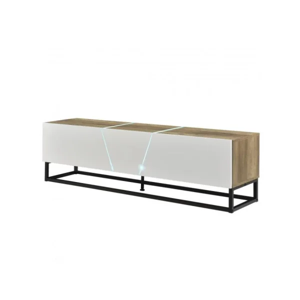 Meuble TV industriel chêne LED