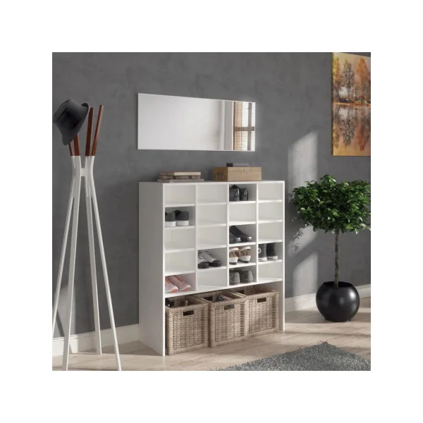 Meuble à chaussure rangement chaussure 20 cases blanc étagère chaussure surélevé