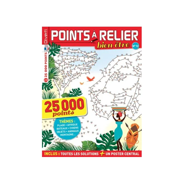 Points à Relier Bien-être 12 - Thèmes plage, Afrique, bateaux, chiens, montagne, jouets