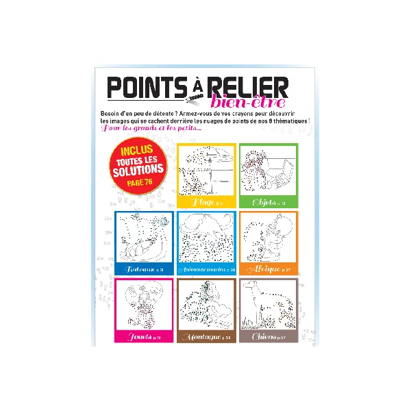 Points à Relier Bien-être 12 - Thèmes plage, Afrique, bateaux, chiens, montagne, jouets