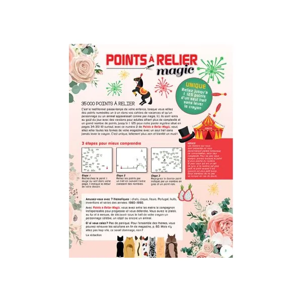 Points à relier Magic 2 - Thèmes chats, cirque, fleurs, inventions, ...