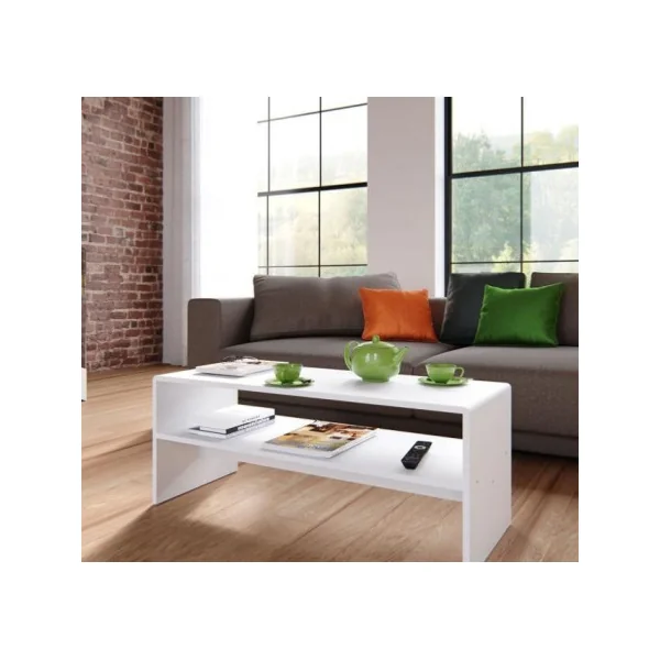 Table basse blanche et chêne table de salon table basse rectangulaire