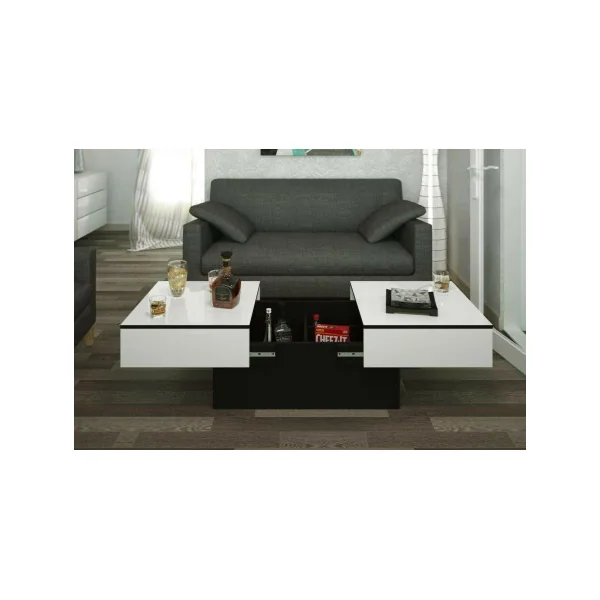 Table basse design rangements cachés table basse blanc et noir table basse rectangulaire