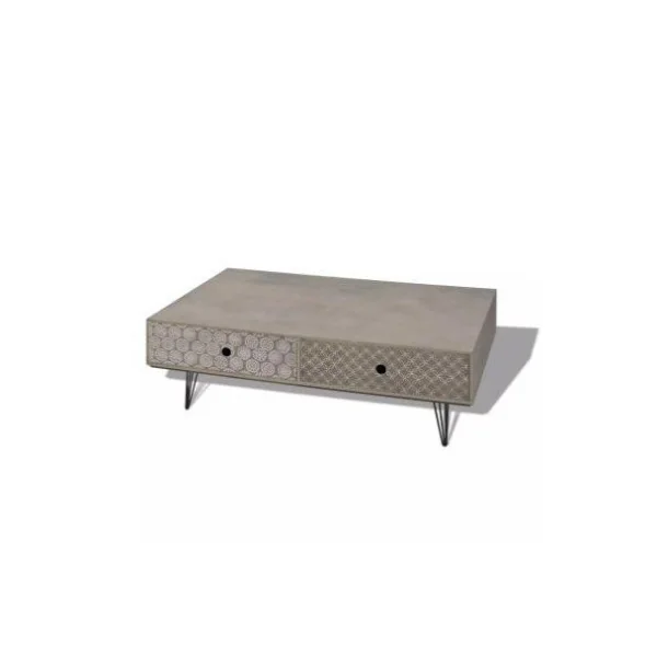 Table basse graphique grise table basse rectangulaire table basse pieds industrielle