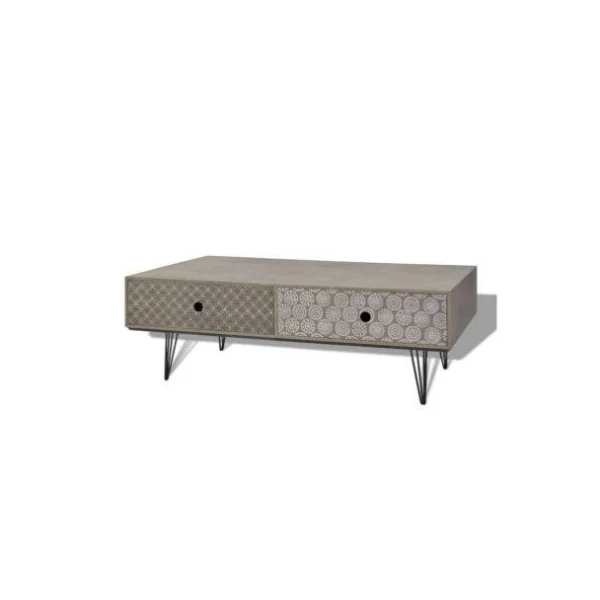Table basse graphique grise table basse rectangulaire table basse pieds industrielle