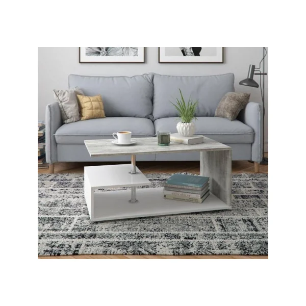 Table basse gris béton et blanc table basse design table salon table basse rectangulaire