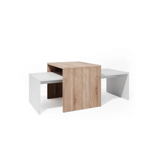 Table basse modulable chêne et blanc