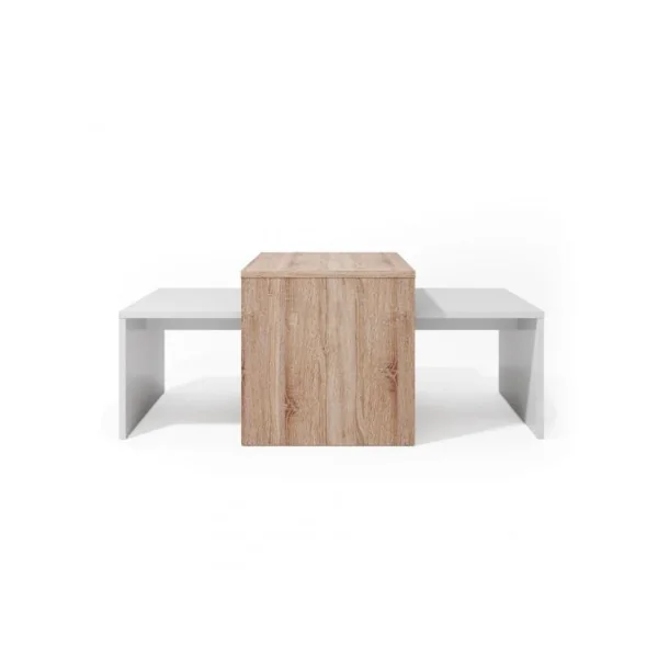 Table basse modulable chêne et blanc