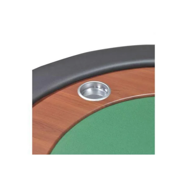 Table de Poker feutrine verte 10 joueurs brun avec croupier table poker casino