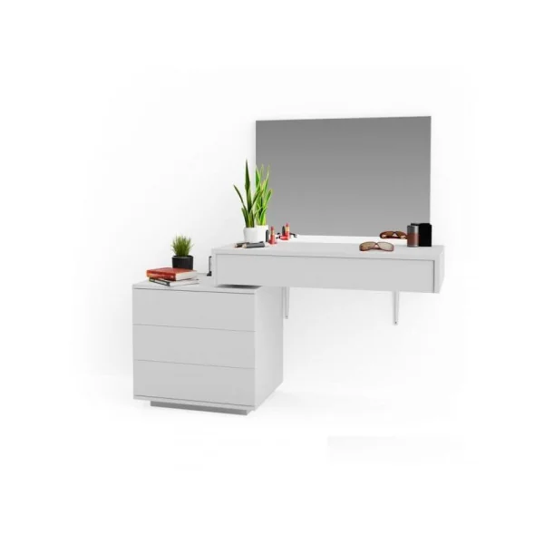 Table maquillage coiffeuse blanche avec rangements